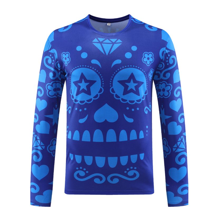 REdbEAR Sports Men's Long Sleeve Sugar Skull Running Shirt