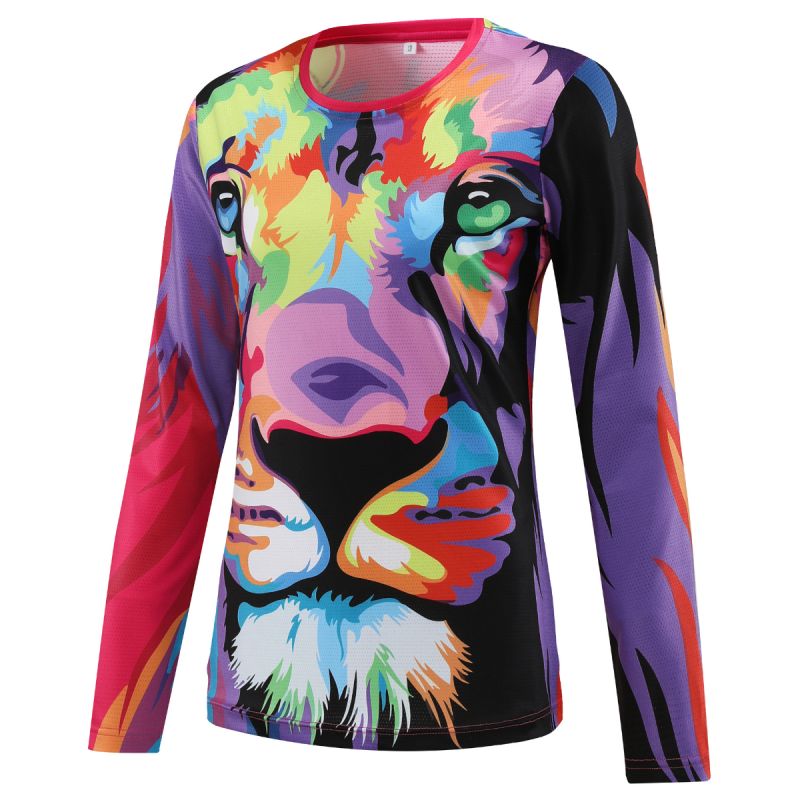 REdbEAR Sports Women's Long Sleeve Funky Lion Running Top