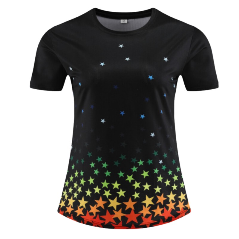 Womens Gradient Star Print Short-Sleeve Worko